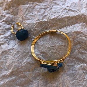 Gold Wire/Blue Gem Bracelet & Ring Set